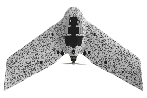 CartoCanada's eBee TAC drone with a digital camouflage pattern for tactical mapping.